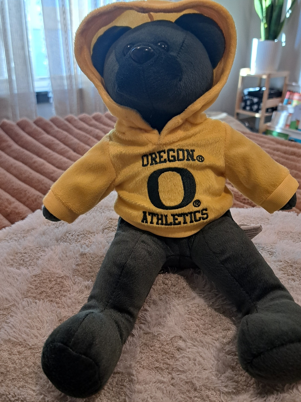 University of Oregon Ducks Forever Plush Bear Dark Green Yellow Hoodie Mascot